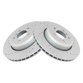 TRQ® - Performance Cross Drilled and Slotted Rear Disc Brake Rotors