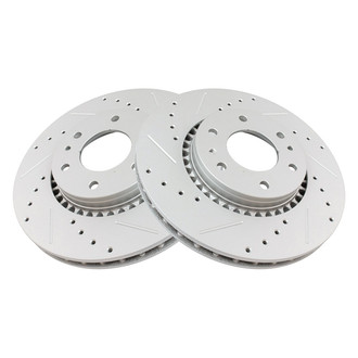 TRQ® - Performance Cross Drilled and Slotted Front Disc Brake Rotors