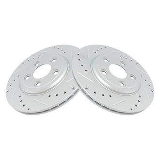 TRQ® BRA74956 - Performance Cross Drilled and Slotted Rear Disc Brake Rotors