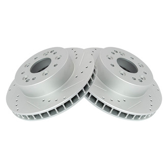 TRQ® - Performance Cross Drilled and Slotted Rear Disc Brake Rotors