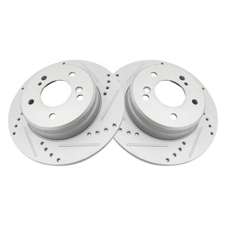 TRQ® - Performance Cross Drilled and Slotted Rear Disc Brake Rotors