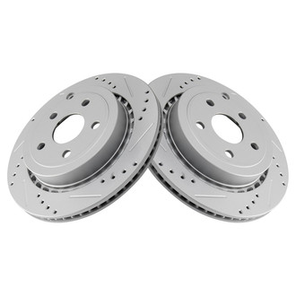 TRQ® - Performance Cross Drilled and Slotted Rear Disc Brake Rotors