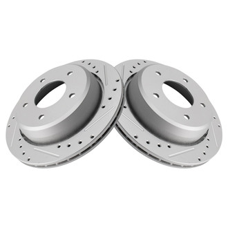 TRQ® - Performance Cross Drilled and Slotted Rear Disc Brake Rotors