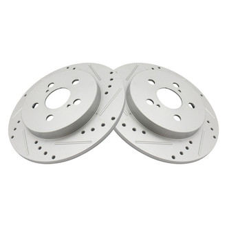 TRQ® - Performance Cross Drilled and Slotted Rear Disc Brake Rotors