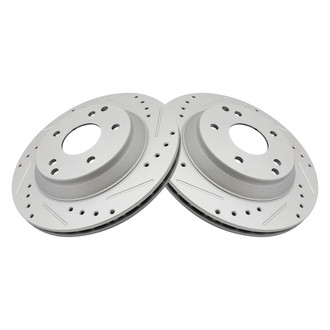 TRQ® - Performance Cross Drilled and Slotted Rear Disc Brake Rotors