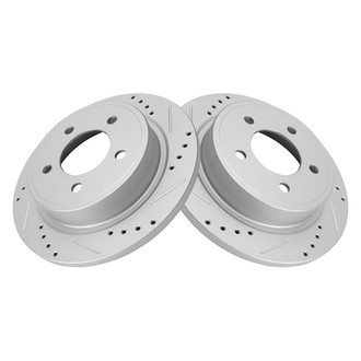 TRQ® - Performance Cross Drilled and Slotted Rear Disc Brake Rotors
