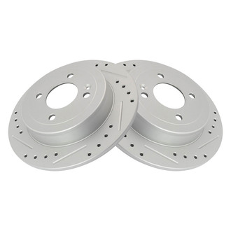TRQ® - Performance Cross Drilled and Slotted Rear Disc Brake Rotors