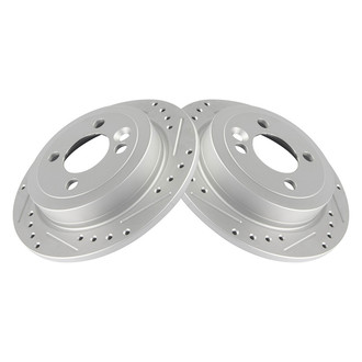 TRQ® - Performance Cross Drilled and Slotted Rear Disc Brake Rotors