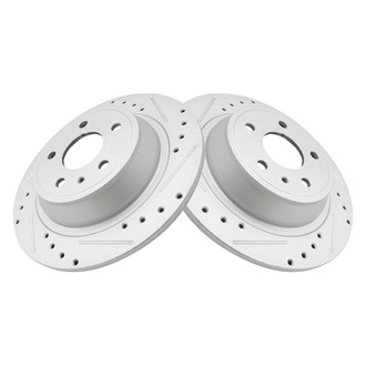TRQ® - Performance Cross Drilled and Slotted Rear Disc Brake Rotors