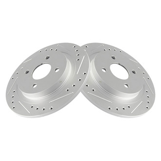 TRQ® - Performance Cross Drilled and Slotted Rear Disc Brake Rotors