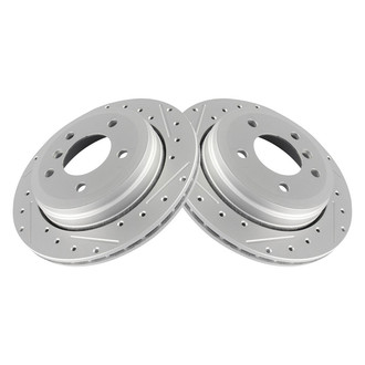 TRQ® - Performance Cross Drilled and Slotted Rear Disc Brake Rotors