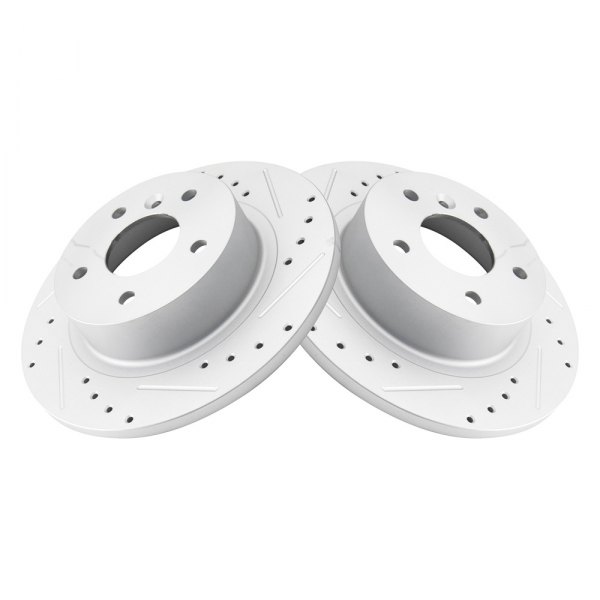 TRQ® - Performance Cross Drilled and Slotted Rear Disc Brake Rotors