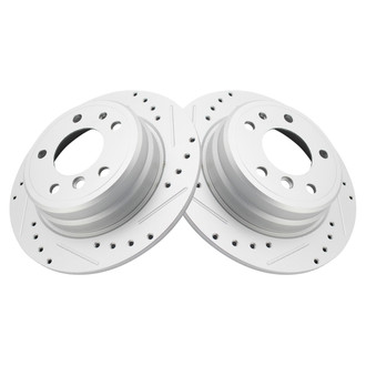 TRQ® - Performance Cross Drilled and Slotted Rear Disc Brake Rotors