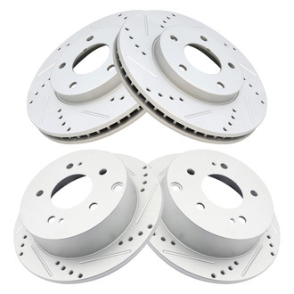TRQ® - Performance Cross Drilled and Slotted Front and Rear Disc Brake Rotors