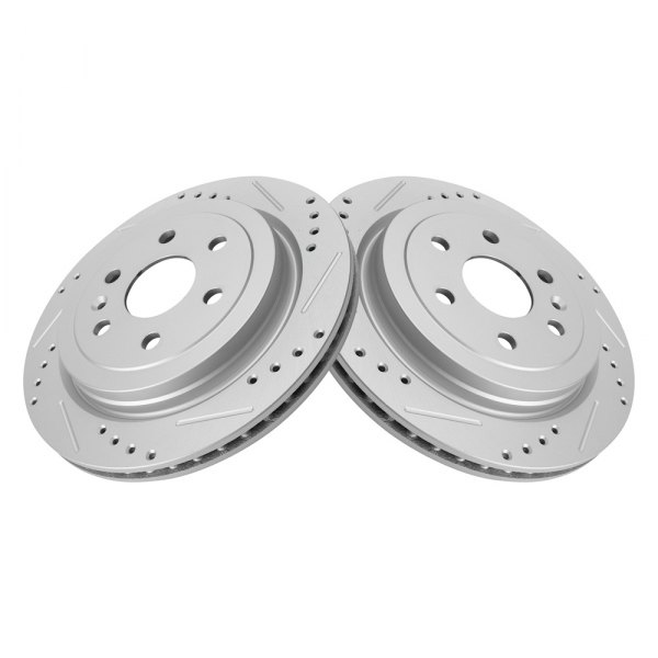 TRQ® - Performance Cross Drilled and Slotted Rear Disc Brake Rotors