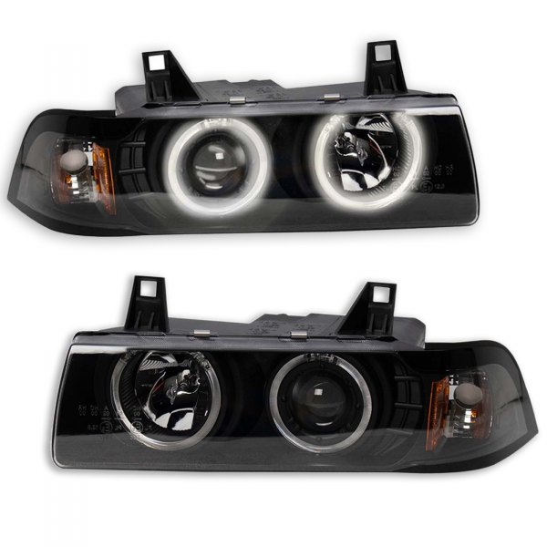 TRQ® - Black LED Dual Halo Projector Headlights