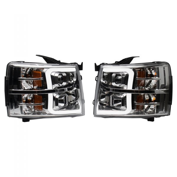 TRQ® - Chrome Factory Style LED DRL Bar Projector Headlights