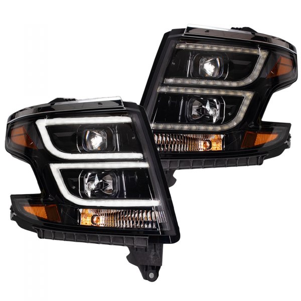 TRQ® - Black Factory Style LED DRL Bar Projector Headlights with LED DRL