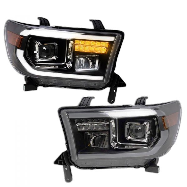 TRQ® - Black Factory Style DRL Bar Projector Headlights with LED Turn Signal