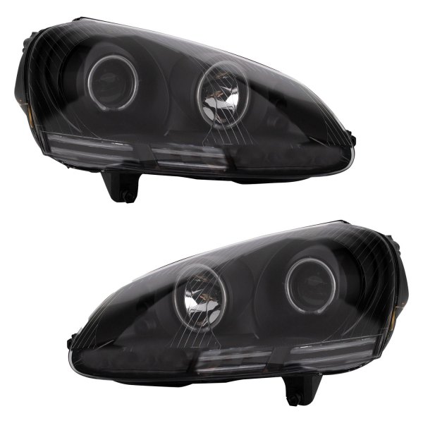 TRQ® - Black LED Dual Halo Projector Headlights