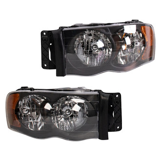 TRQ® - Driver and Passenger Side Black Euro Headlights