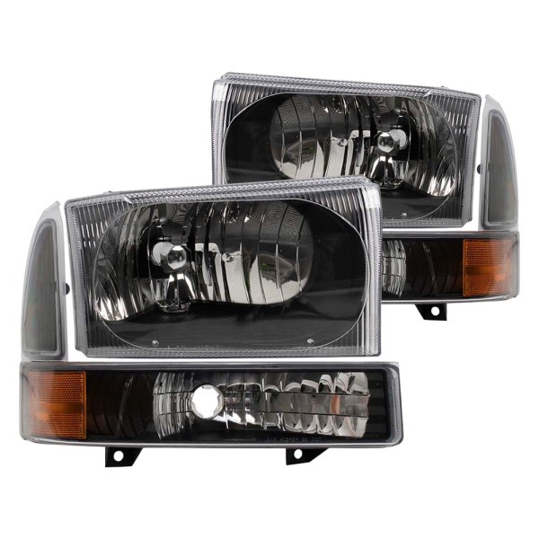TRQ® - Black Euro Headlights with Turn Signal/Parking Lights