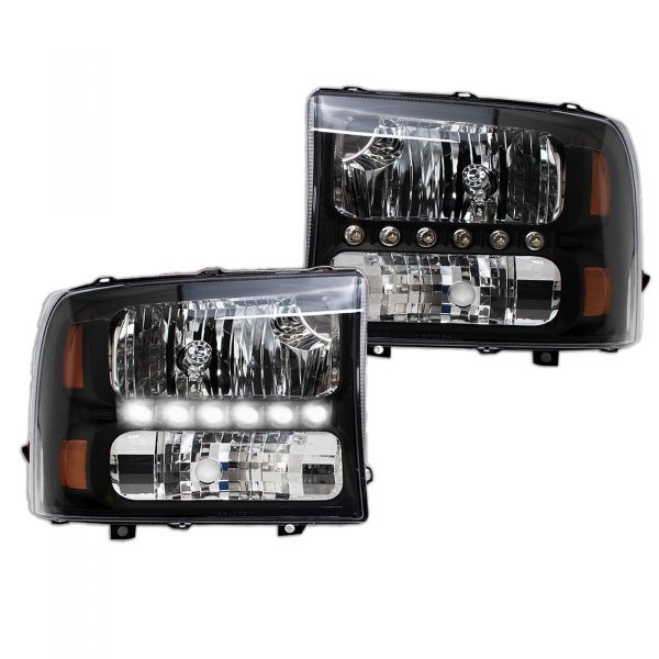 TRQ® - Black Headlights with LED DRL