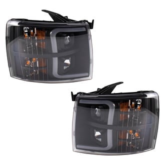 TRQ® - Driver and Passenger Side Black LED DRL Bar Projector Headlights