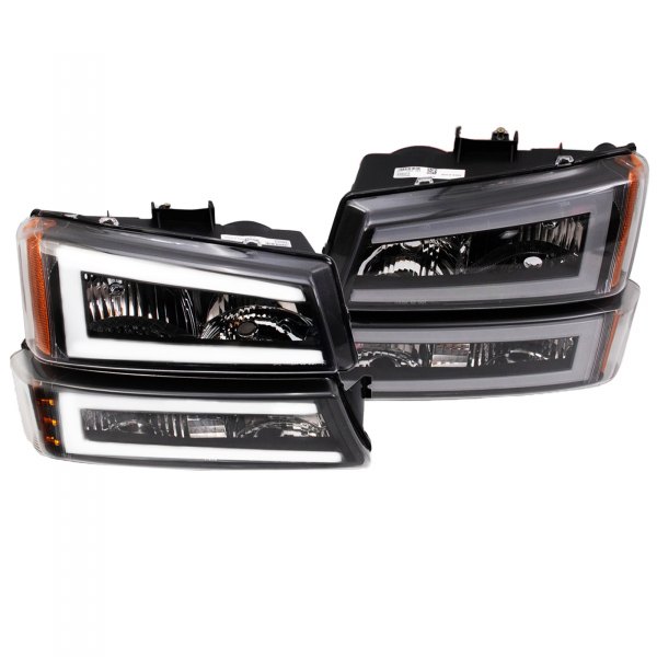 TRQ® - Black Factory Style LED DRL Bar Headlights with Turn Signal/Parking Lights