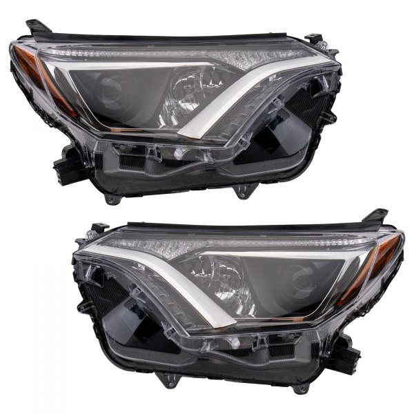 TRQ® - Black/Chrome Factory Style LED DRL Bar Projector Headlights