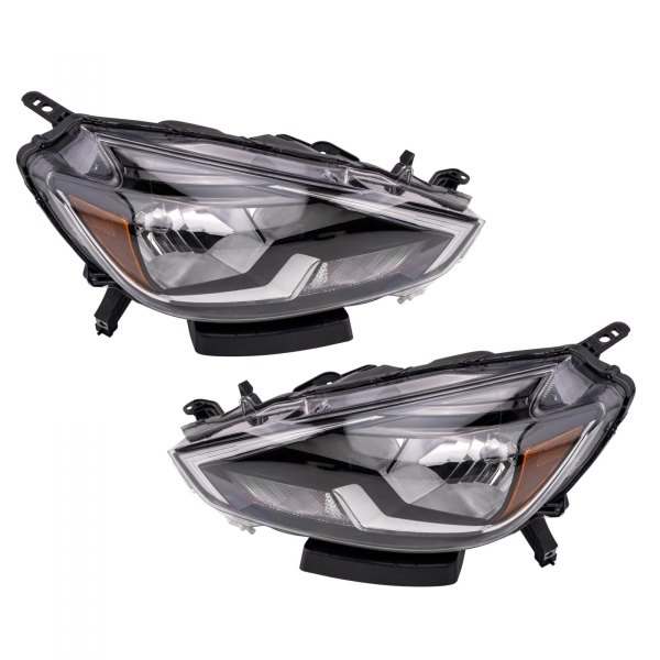 TRQ® - Black/Chrome Factory Style Headlights