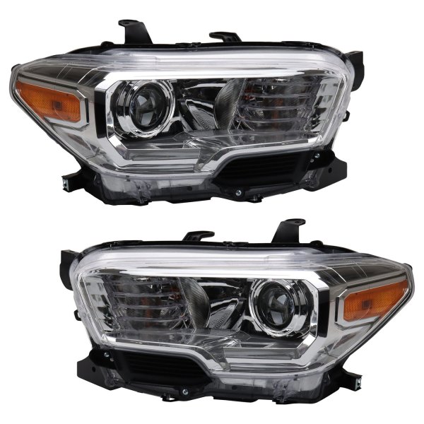 TRQ® - Chrome Factory Style Projector Headlights without LED DRL