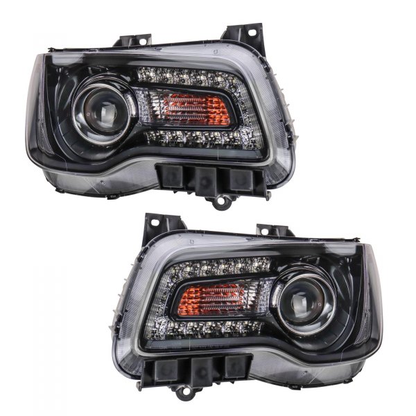 TRQ® - Black Factory Style Projector Headlights with LED DRL
