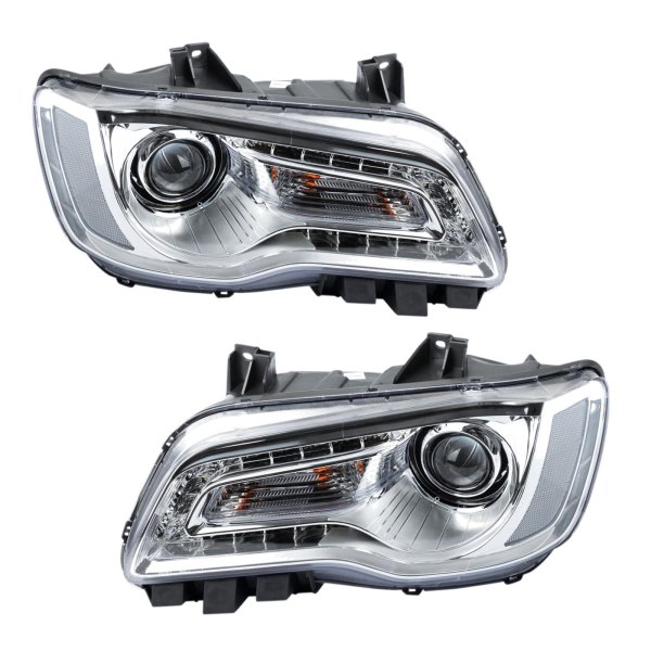 TRQ® - Chrome Factory Style Projector Headlights with LED DRL