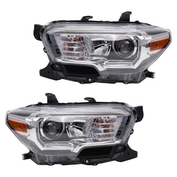 TRQ® - Black/Chrome Factory Style With Projector With LED DRL Headlights