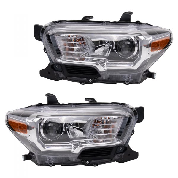 TRQ® - Black/Chrome Factory Style With Projector With LED DRL Headlights