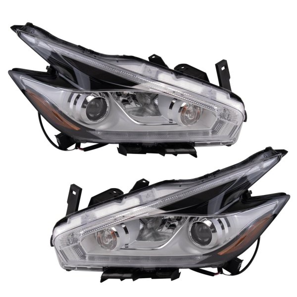 TRQ® - Chrome Factory Style Projector Headlights with LED DRL