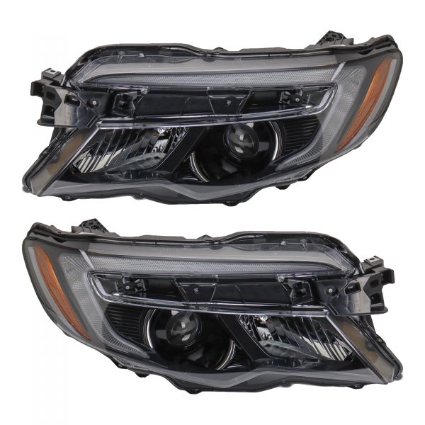 TRQ® - Black/Chrome Factory Style With LED DRL Bar With Projector Headlights