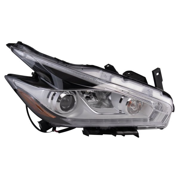 TRQ® - Passenger Side Chrome Factory Style Projector Headlight with LED DRL