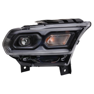 TRQ® - Passenger Side Black With Projector LED. With LED DRL Headlight