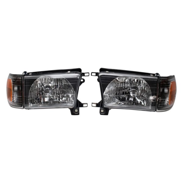 TRQ® - Black Factory Style Euro Headlights with Turn Signal/Corner Lights