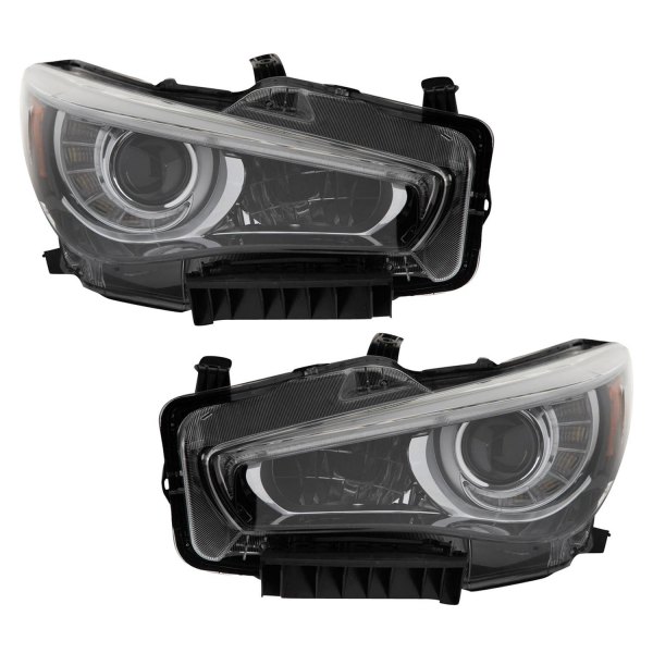 TRQ® - Driver and Passenger Side Driver and Passenger Side Black Factory Style With Projector LED Headlights
