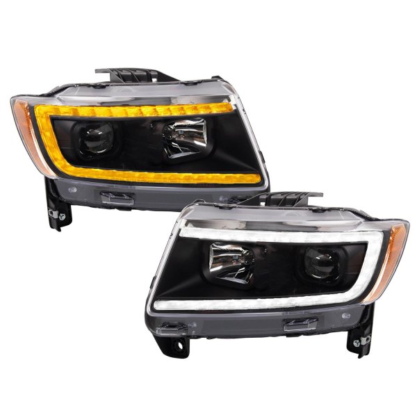 TRQ® - Black Factory Style Projector Headlights with Switchback LED DRL