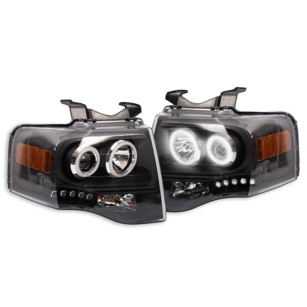 TRQ® - Black Dual Halo Projector Headlights with Parking LEDs