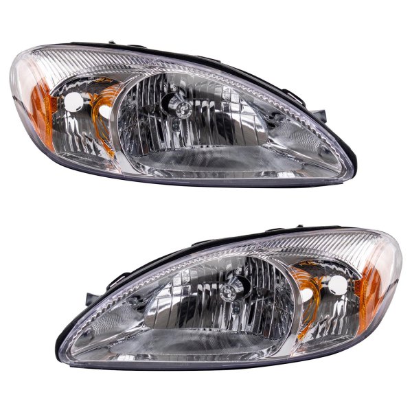 TRQ® - Driver and Passenger Side Driver and Passenger Side Chrome Factory Style Headlights