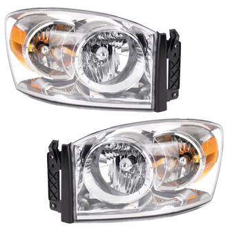 TRQ® - Driver and Passenger Side Driver and Passenger Side Chrome Factory Style Headlights