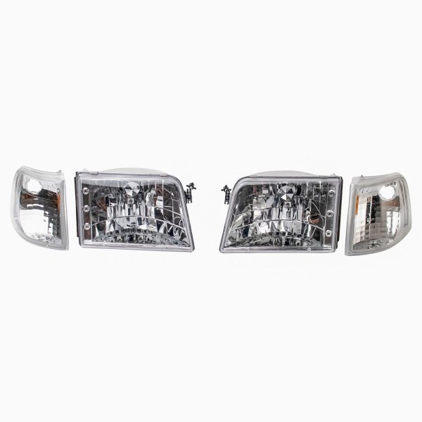 TRQ® - Chrome Factory Style Euro Headlights with Turn Signal/Corner Lights