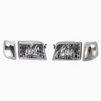 TRQ® - Driver and Passenger Side Chrome Euro Headlights with Turn Signal/Corner Lights
