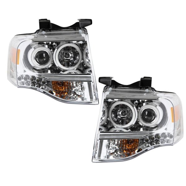 TRQ® - Chrome Halo Projector Headlights with Parking LEDs