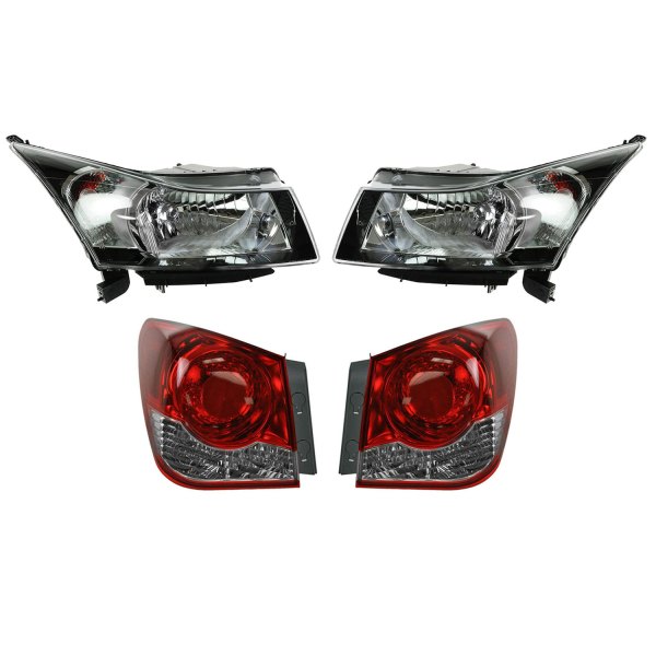 TRQ® - Driver and Passenger Side Replacement Headlights, Chevy Cruze